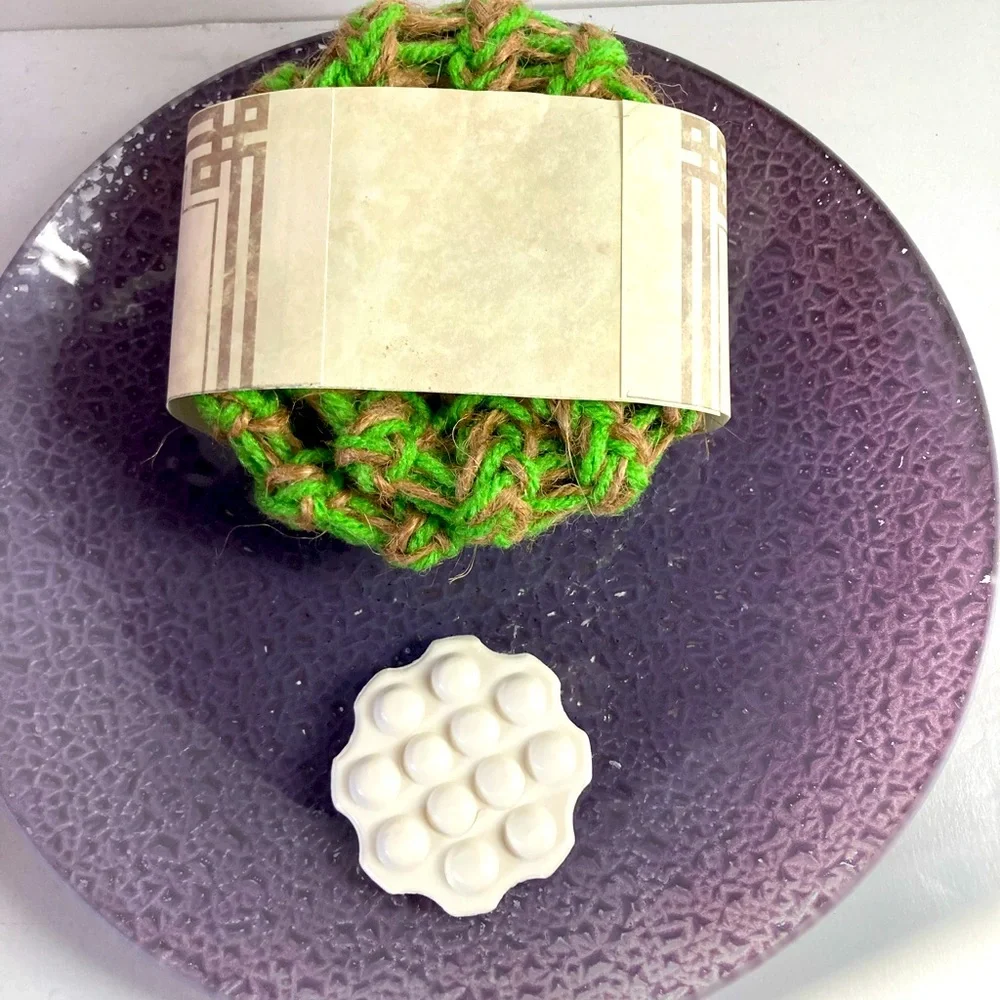 Triple Milled Soap with Face and Body Wash Tan Neon Apple Green Scrubbies Set